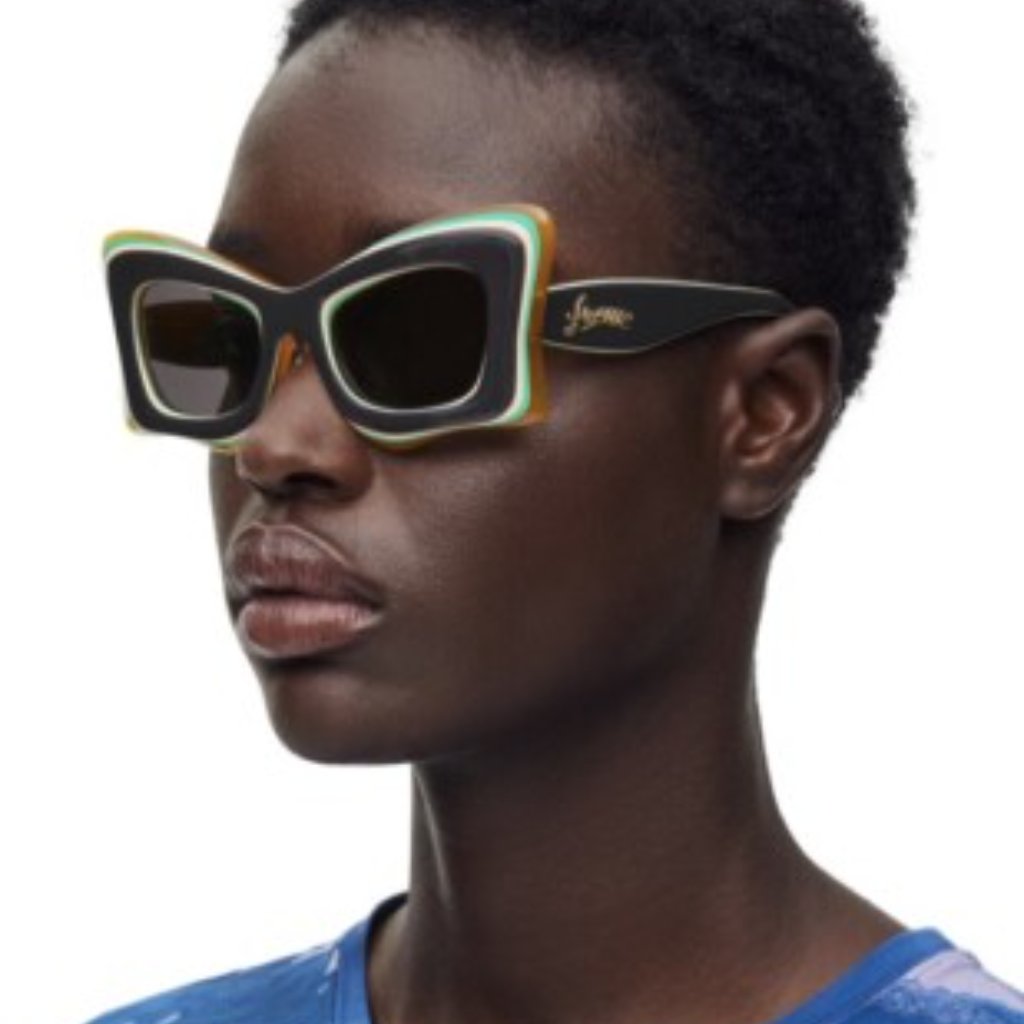 Loewe Lw40140u 20a Sunglasses Black/Orange Cat Eye Frame, Grey Lenses